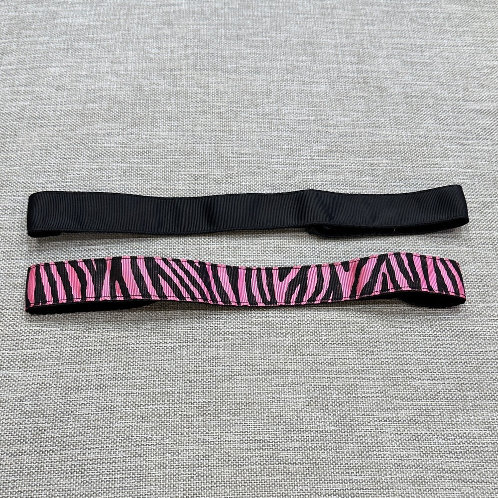 Pink Zebra and Black Grossgrain Headband Set
